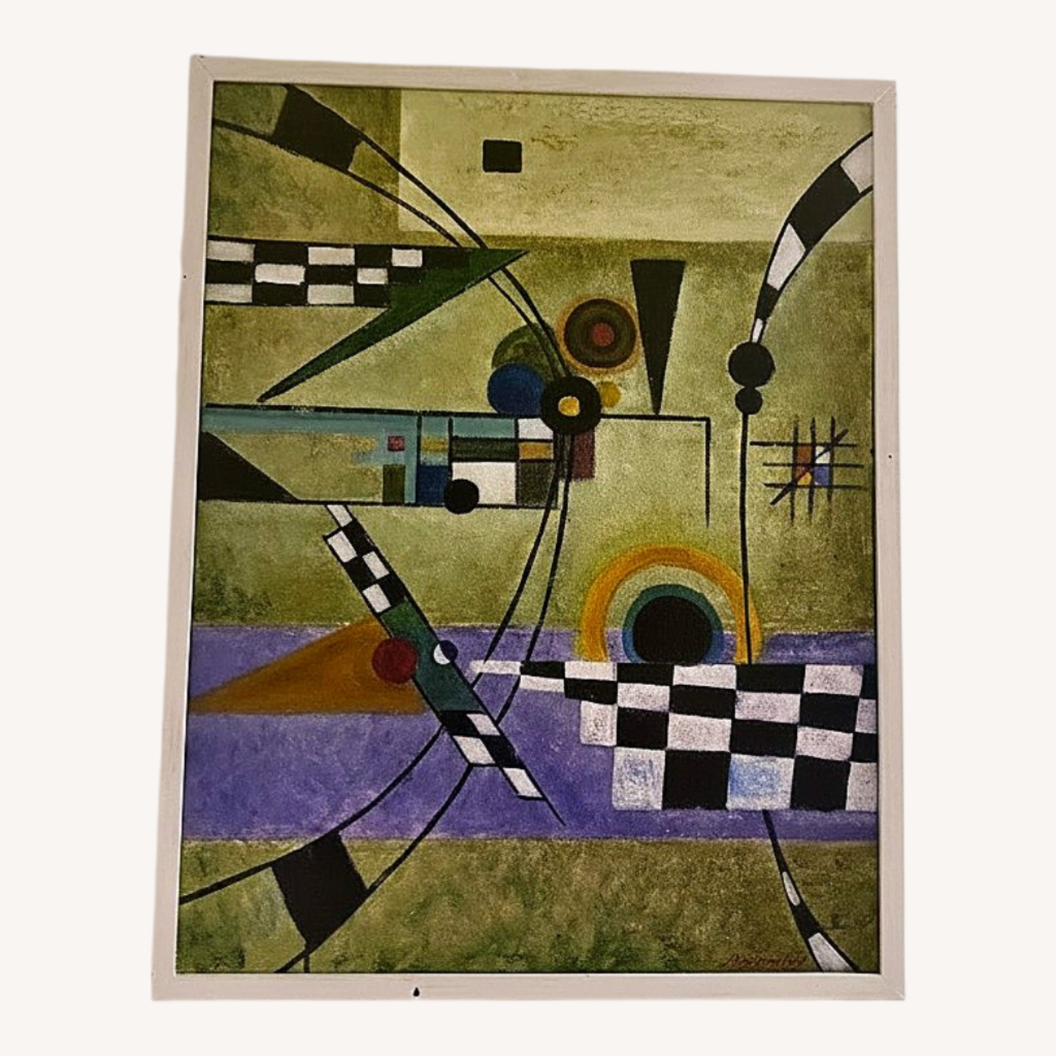 Vintage Bauhaus Style Framed Abstract Art - image-0