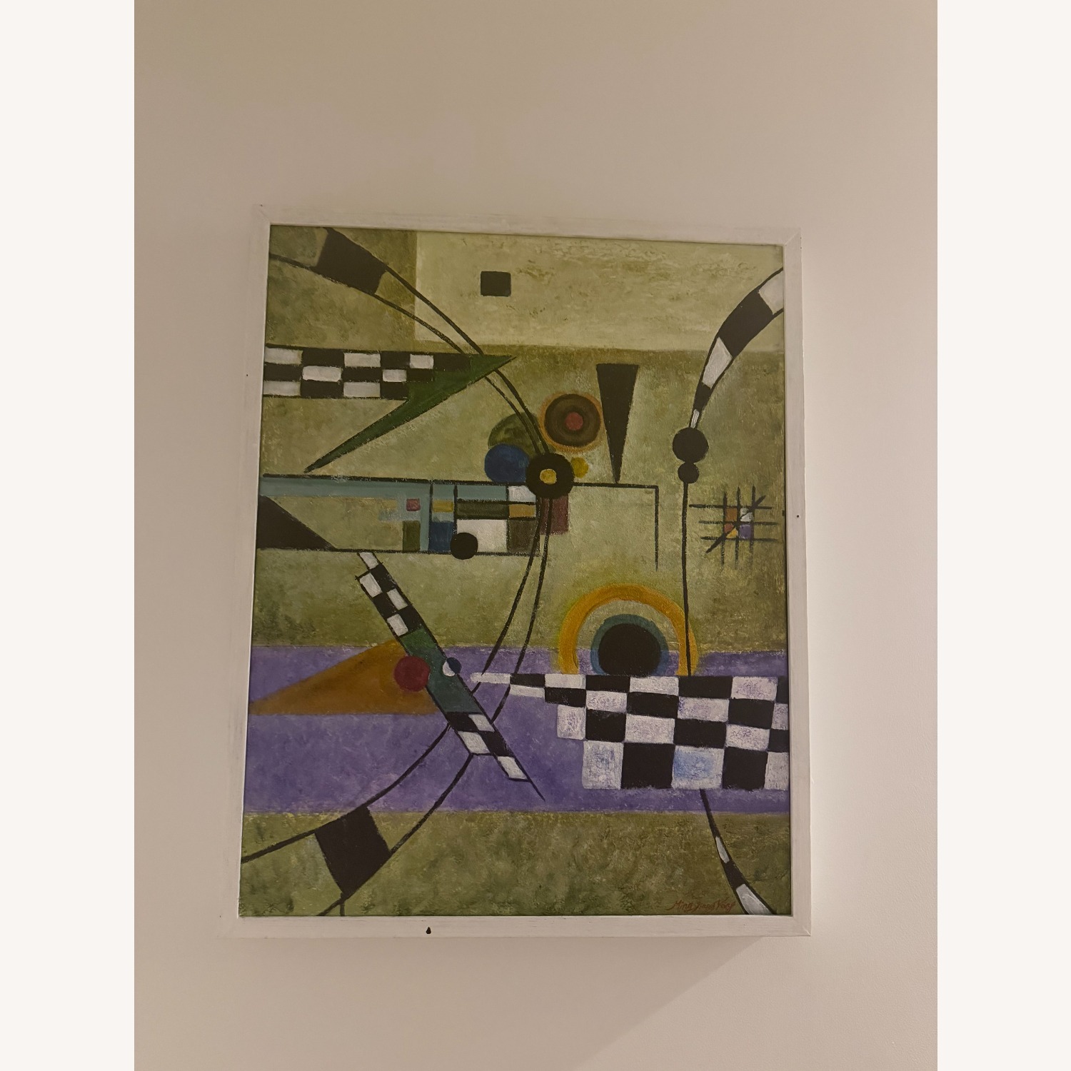 Vintage Bauhaus Style Framed Abstract Art - image-1