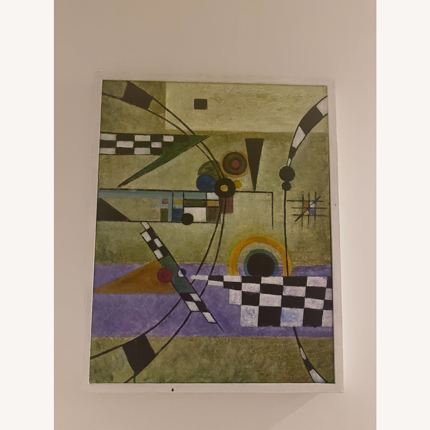 Vintage Bauhaus Style Framed Abstract Art - image-2