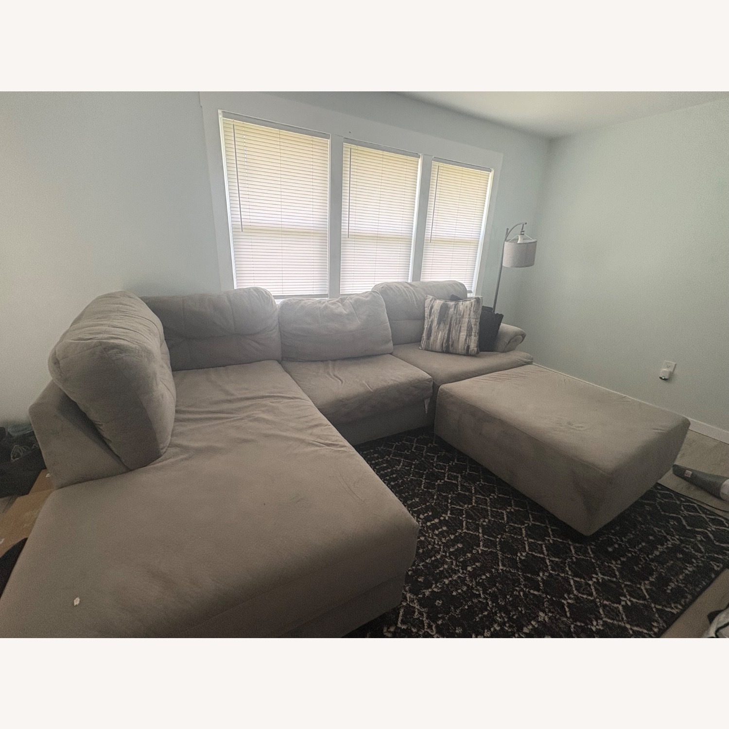 Light Gray Fabric 3+ Piece Sectional - image-1
