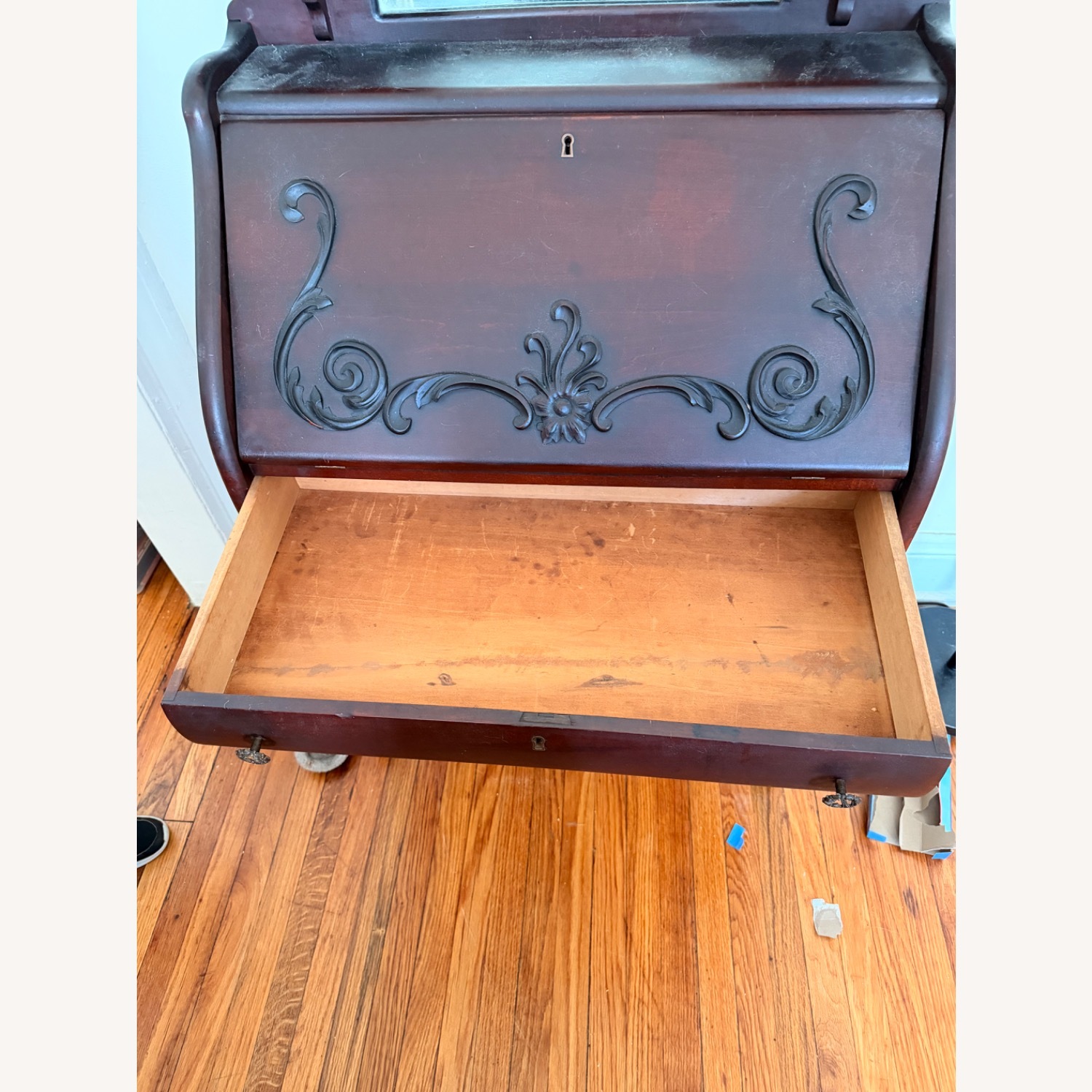 Vintage/Antique Dark Brown Wood Armoire - image-6