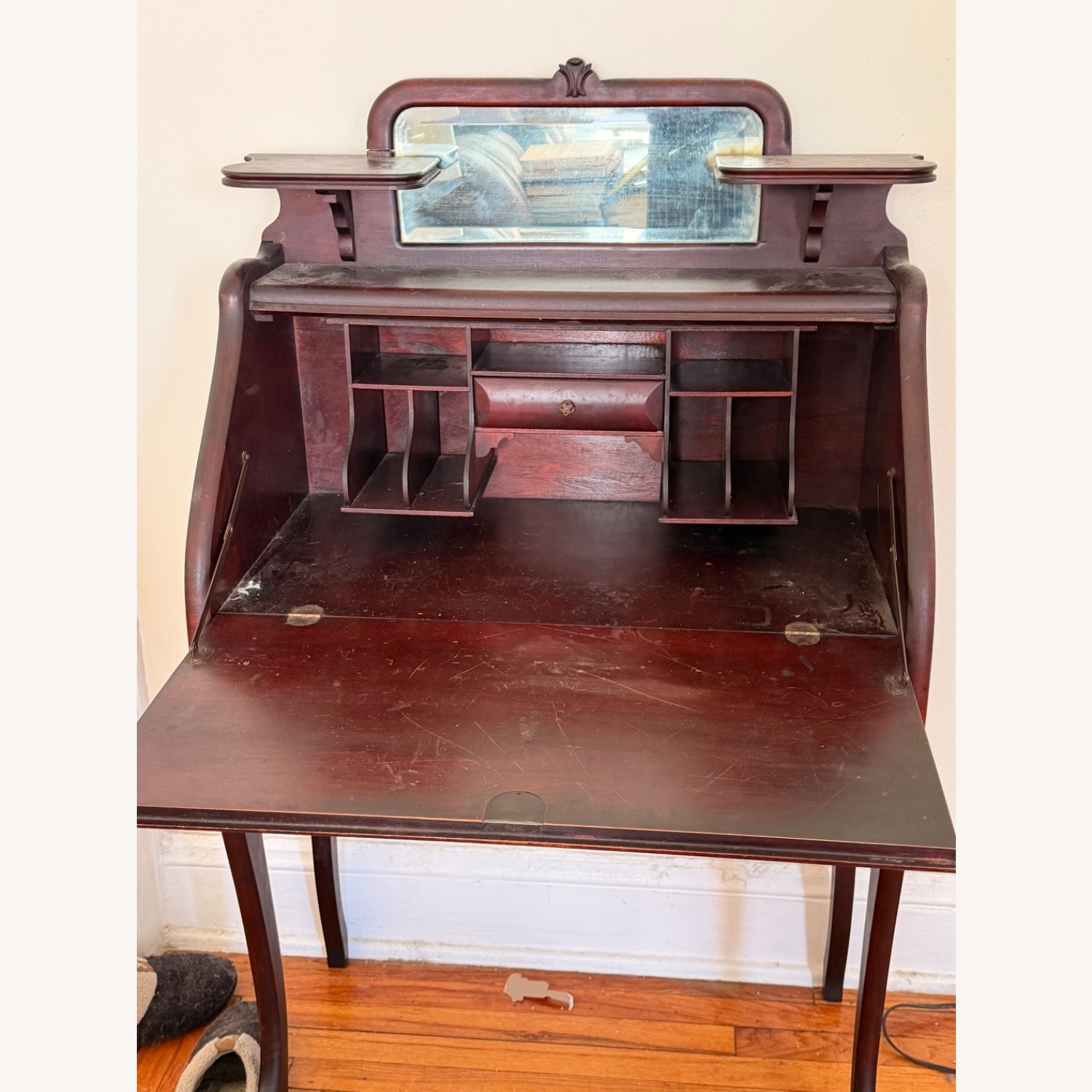 Vintage/Antique Dark Brown Wood Armoire - image-2