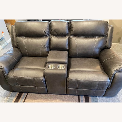 Used Living Spaces Dylan Loveseat Power Recliner Sofa for sale on AptDeco