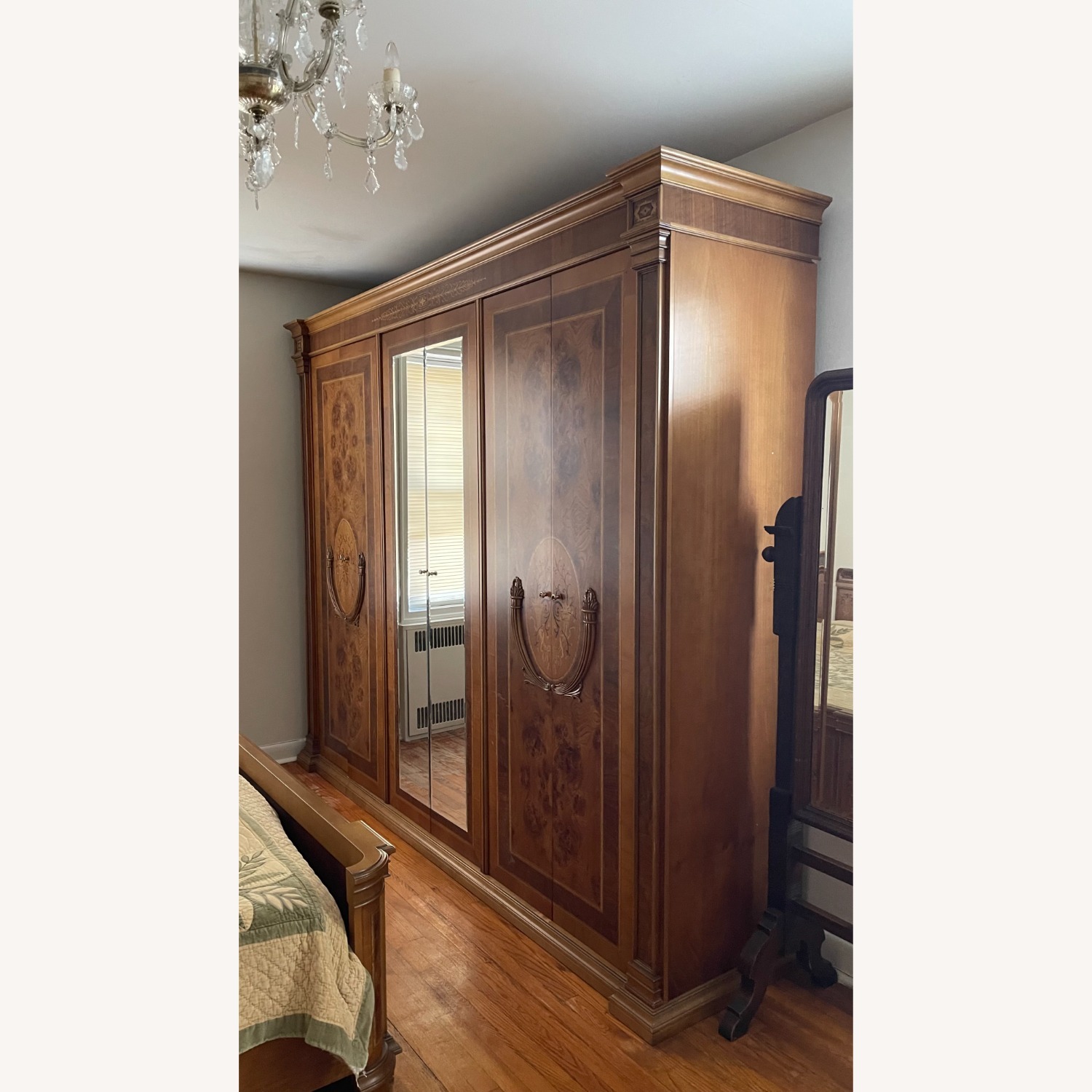 Vintage/Antique Light Brown Wood King Bed - image-2