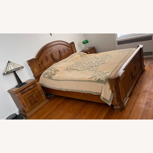 Used Vintage/Antique Light Brown Wood King Bed for sale on AptDeco
