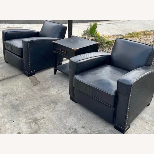 Used Restoration Hardware Black Leather Armchair for sale on AptDeco