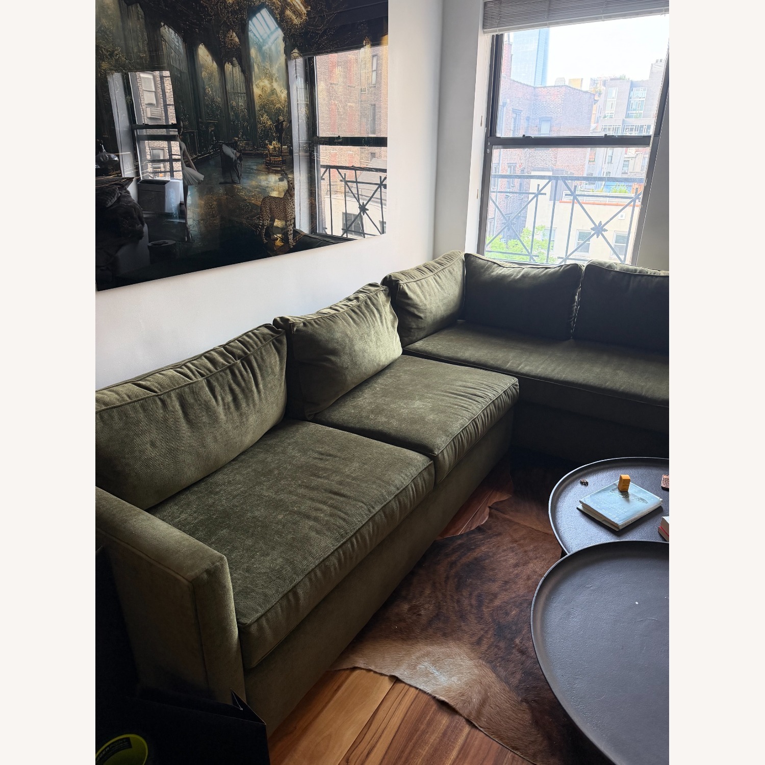 West Elm Juniper Green 2 Piece Sectional - image-2