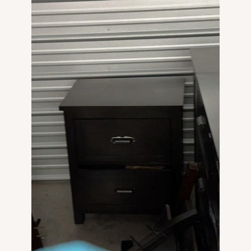 Used Raymour & Flanigan Dark Brown Wood Nightstand for sale on AptDeco