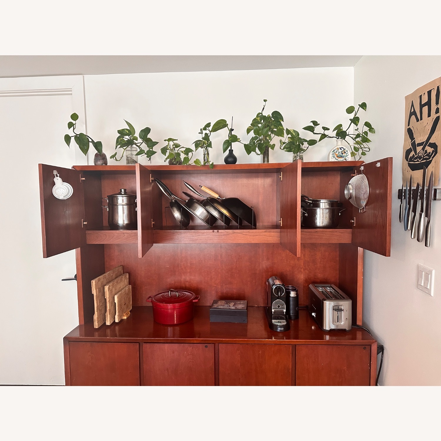 Dark Brown Wood Wall Unit - image-3
