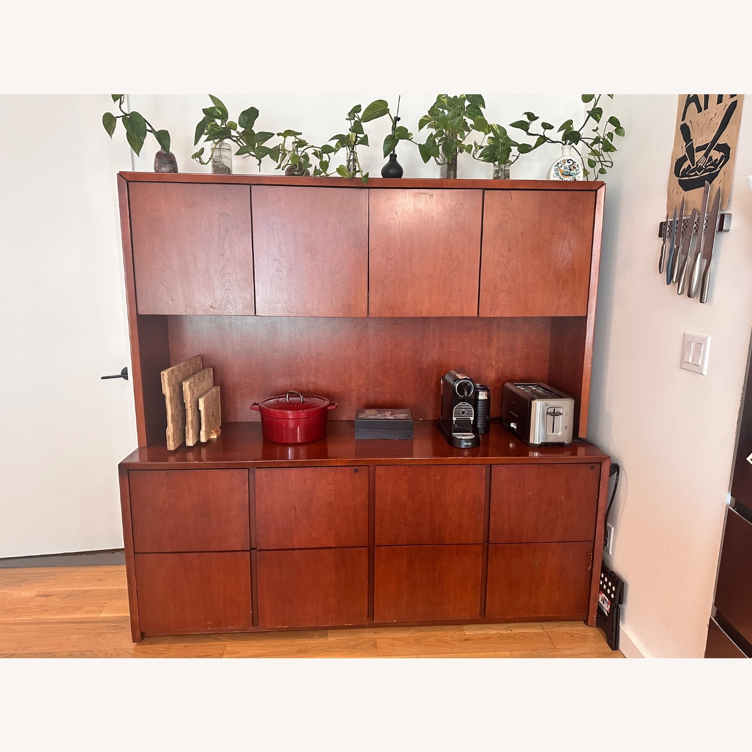 Dark Brown Wood Wall Unit - image-1