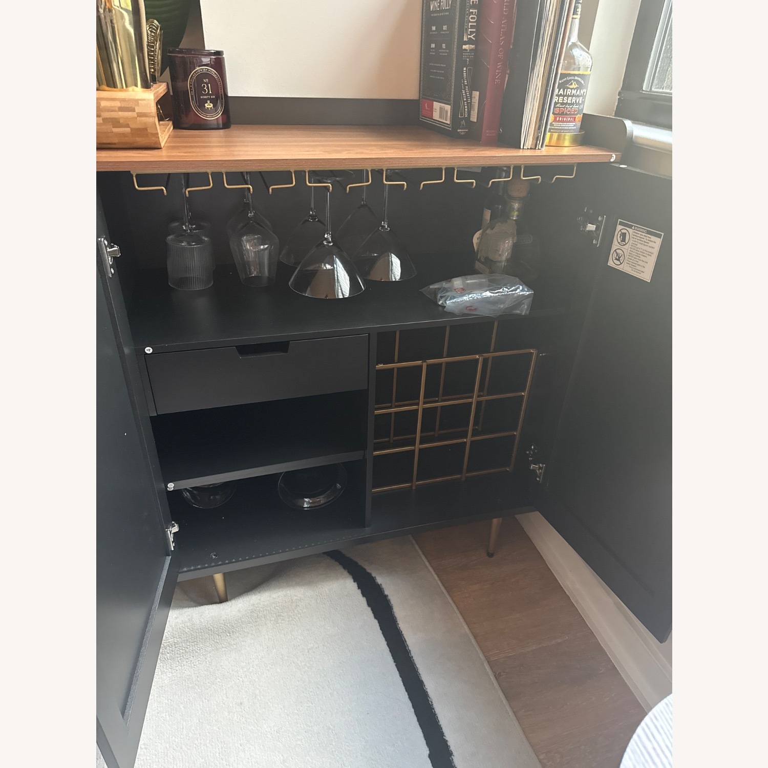 31.6'' Modern Coffee Bar Cabinet with Wine Racks and Storage Drawer - image-4