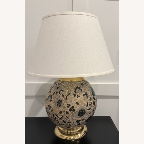 Used Ballard Designs Gold and Blue Fashion Lamp for sale on AptDeco
