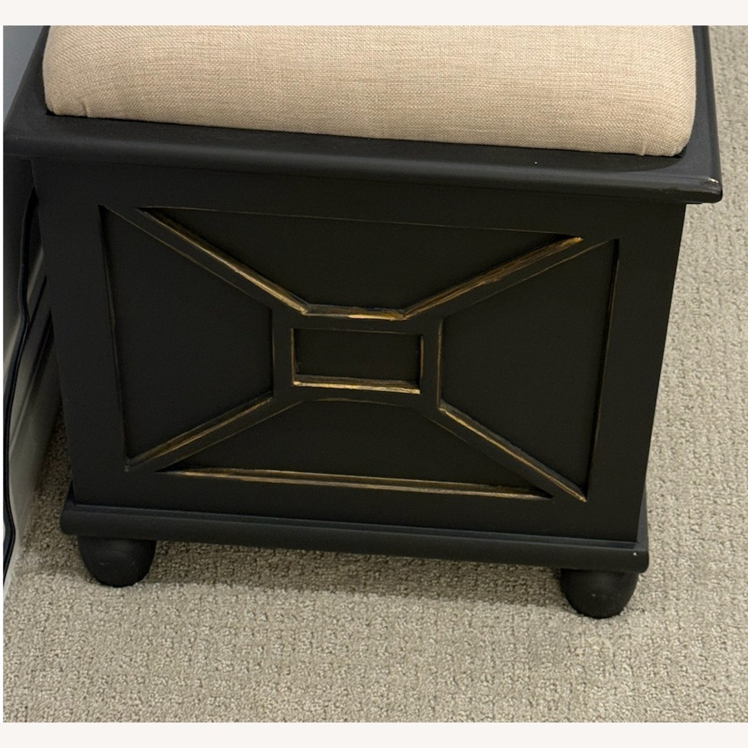 Ballard Designs Navy Trunk With Linen Upholstered Bench Top  - image-2