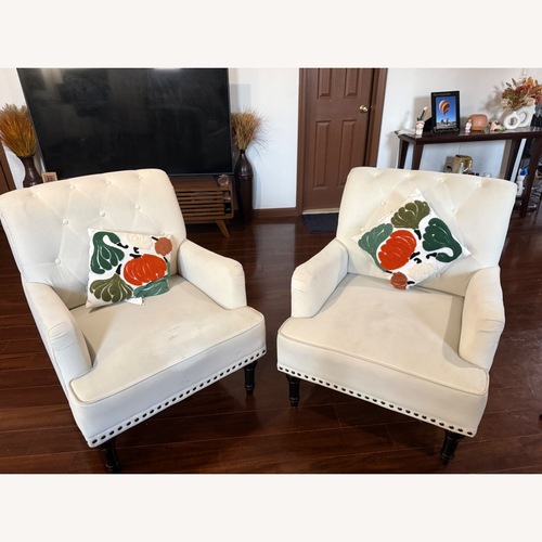 Used Wayfair White Faux Leather Armchair for sale on AptDeco