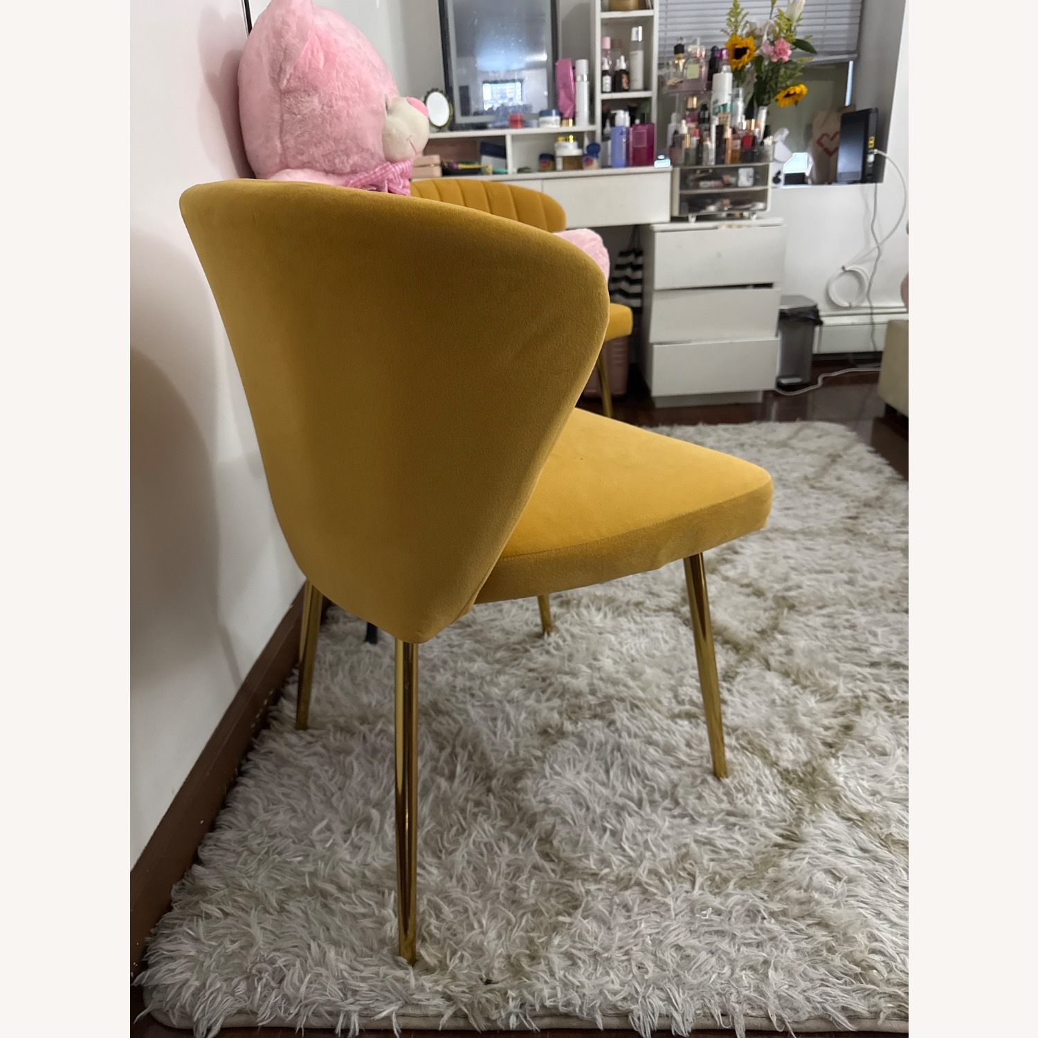 2 Velvet Accent Chairs + Marble Side Table  - image-2