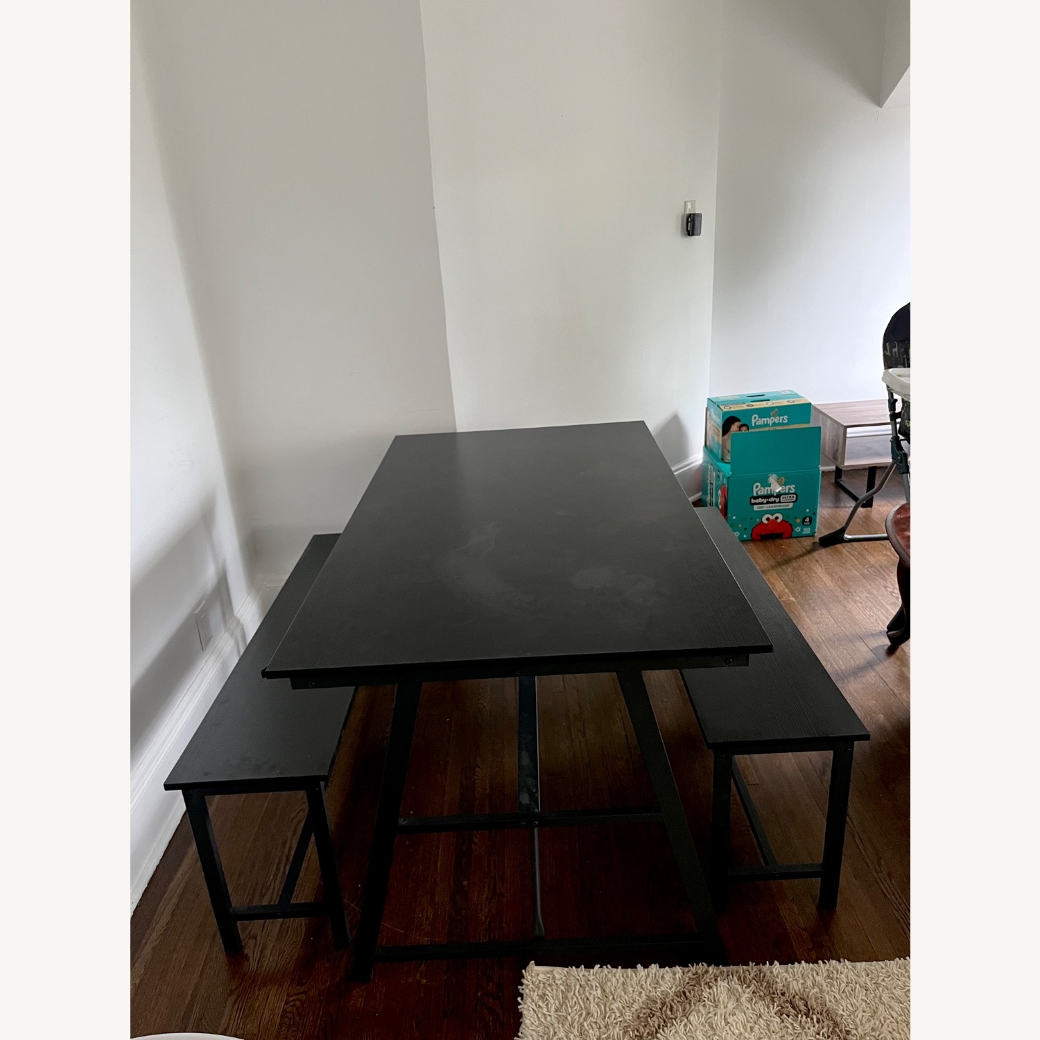 Black Dining Table with 2 Benches  - image-3