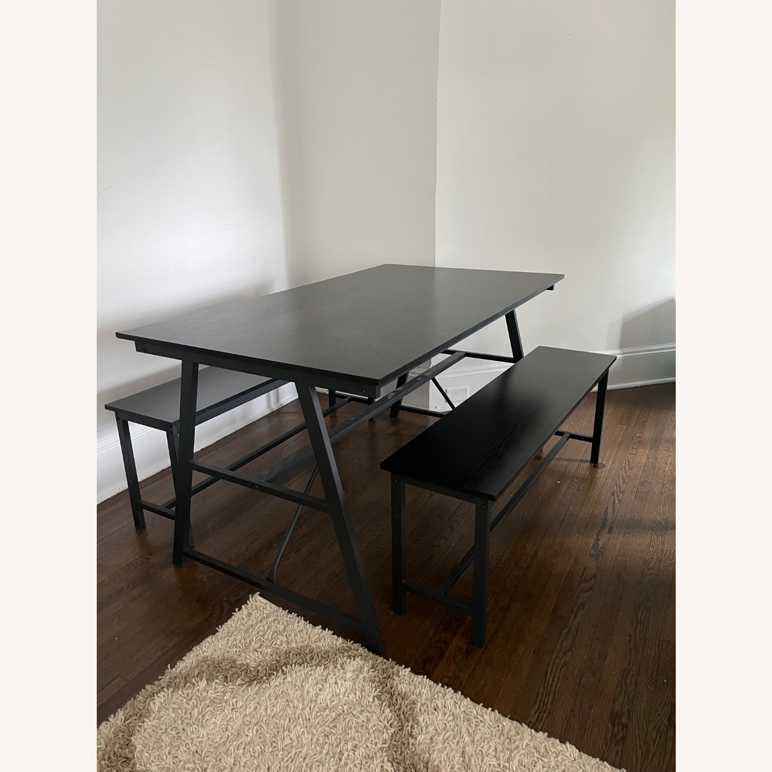 Black Dining Table with 2 Benches  - image-1
