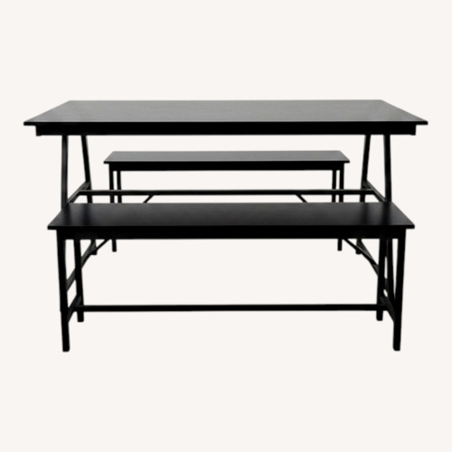 Used Black Dining Table with 2 Benches for sale on AptDeco