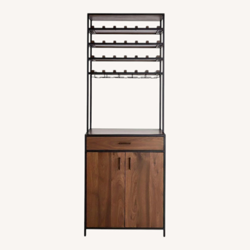 Used Crate & Barrel Dark Brown Wood Bar Cart for sale on AptDeco