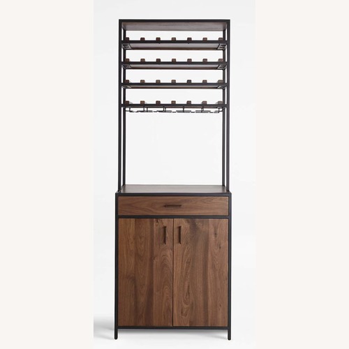 Used Crate & Barrel Dark Brown Wood Bar Cart for sale on AptDeco