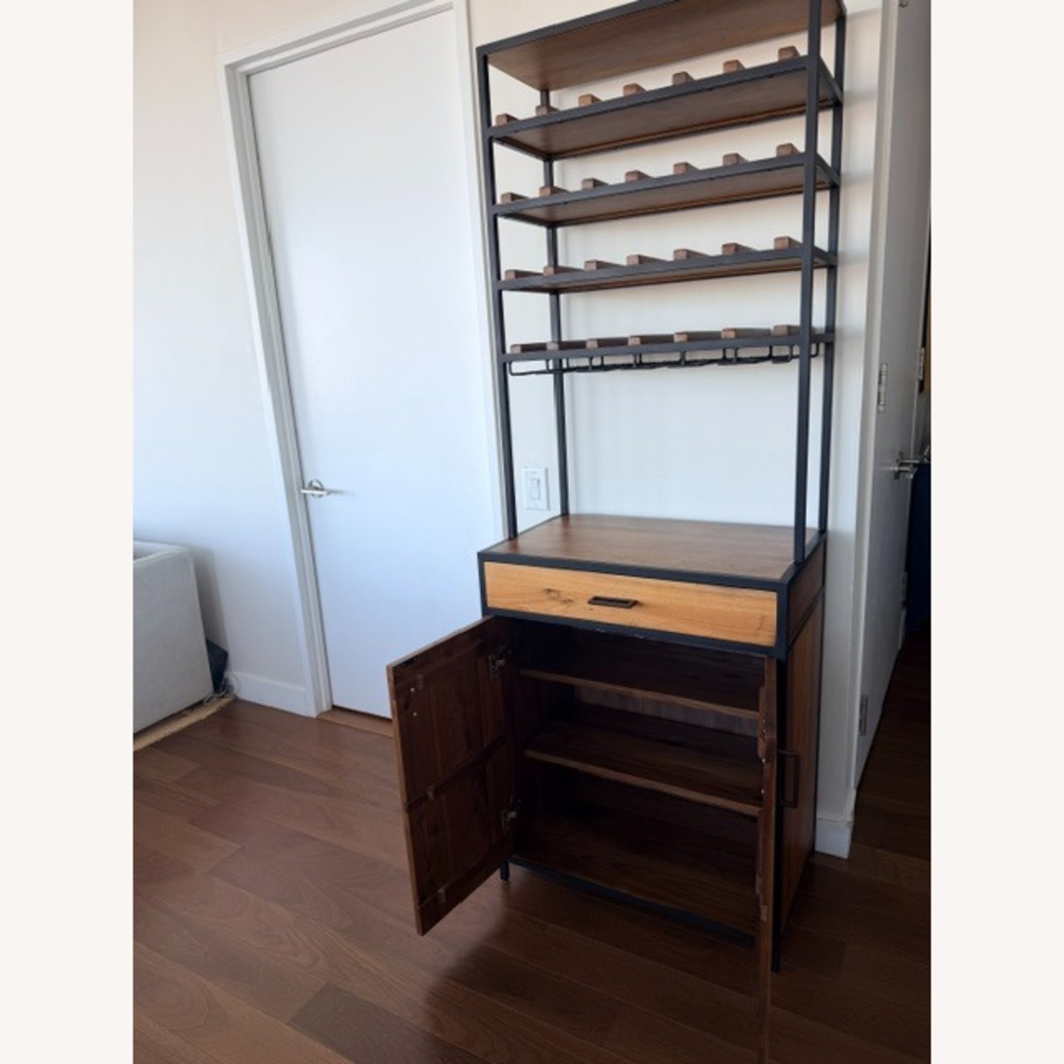 Crate & Barrel Dark Brown Wood Bar Cart - image-3