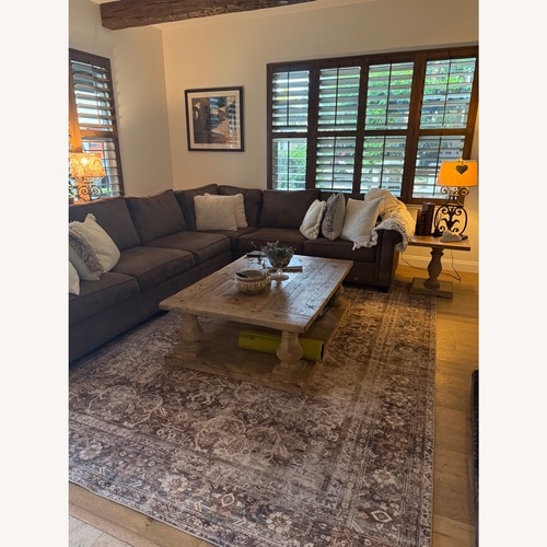 Used Dark Brown Faux Leather 2 Piece Sectional for sale on AptDeco