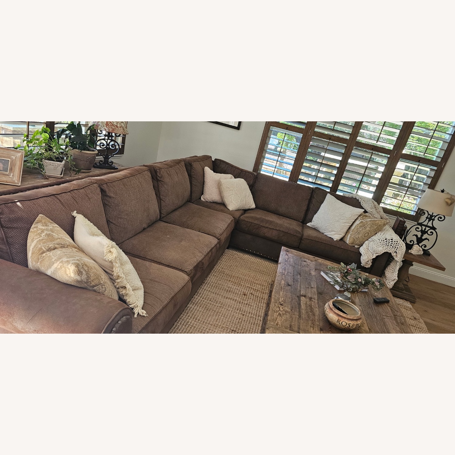 Dark Brown Faux Leather 2 Piece Sectional - image-2
