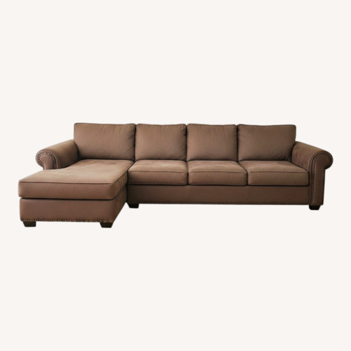 Used Dark Brown Faux Leather 2 Piece Sectional for sale on AptDeco