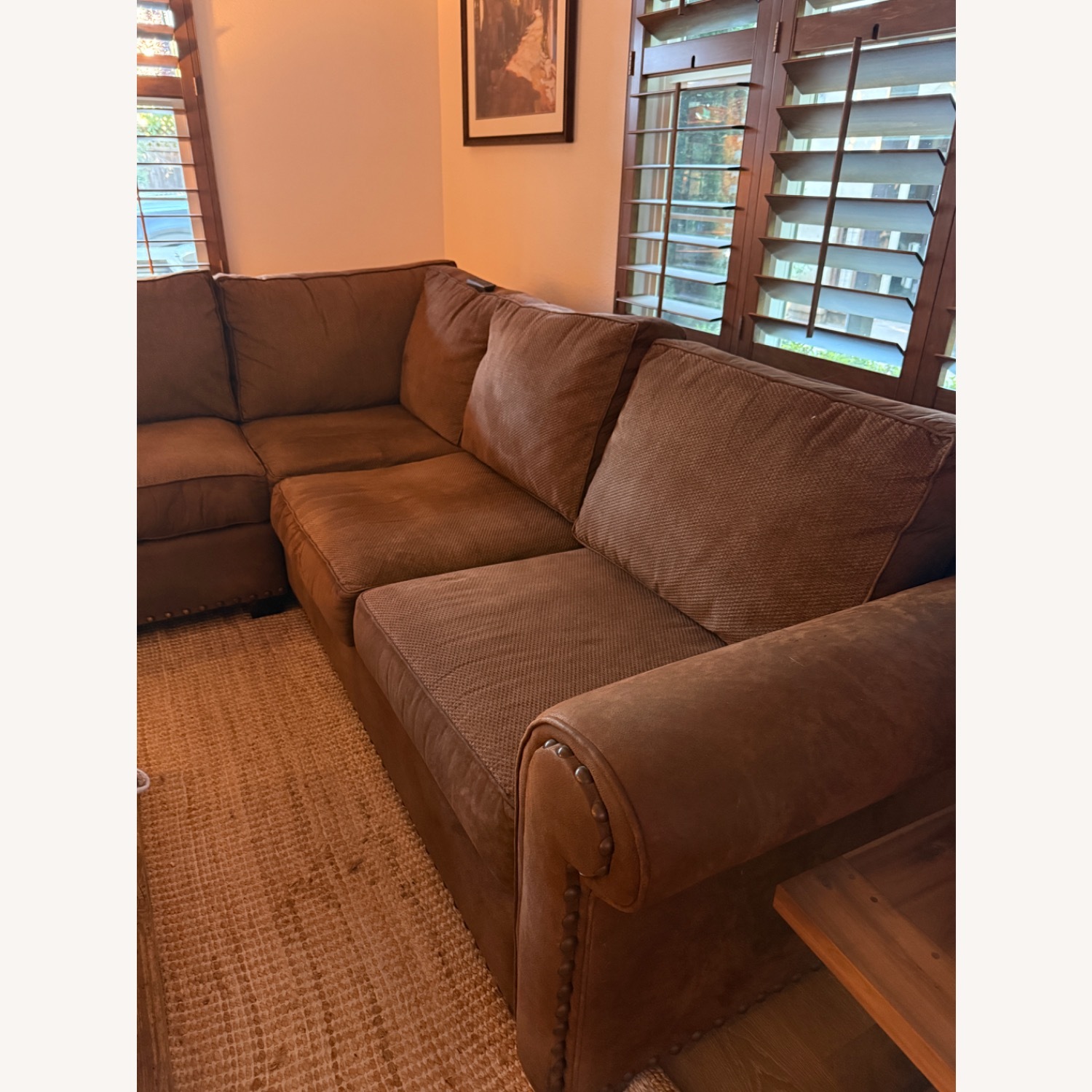 Dark Brown Faux Leather 2 Piece Sectional - image-4