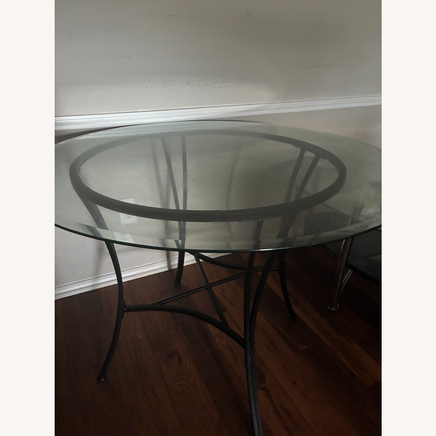 Glass Dining Table with Black Metal Base - image-1