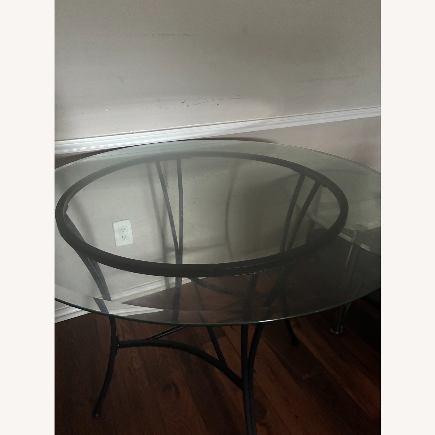 Glass Dining Table with Black Metal Base - image-2
