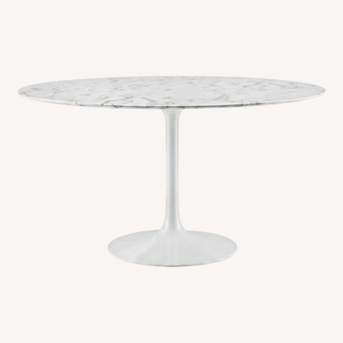Used Modway Lippa Faux Marble White 54" Dining Table for sale on AptDeco