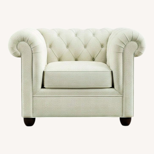 Used Pottery Barn Natural Suede Armchair for sale on AptDeco