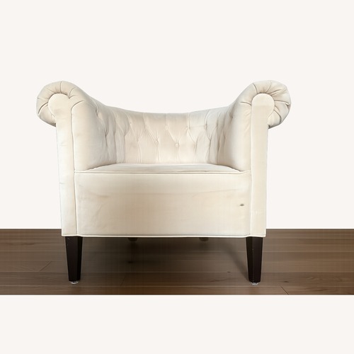 Used Pottery Barn Natural Suede Armchair for sale on AptDeco