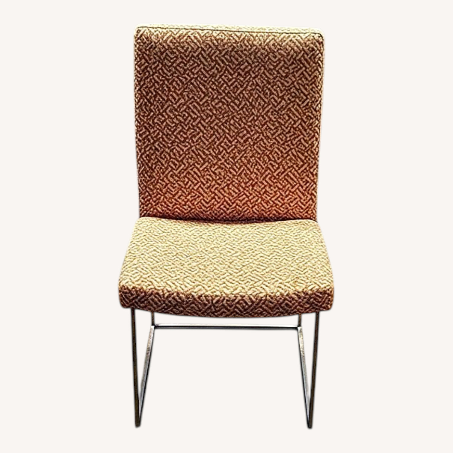 Milo Baughman Orange Fabric Dining Chairs - image-0
