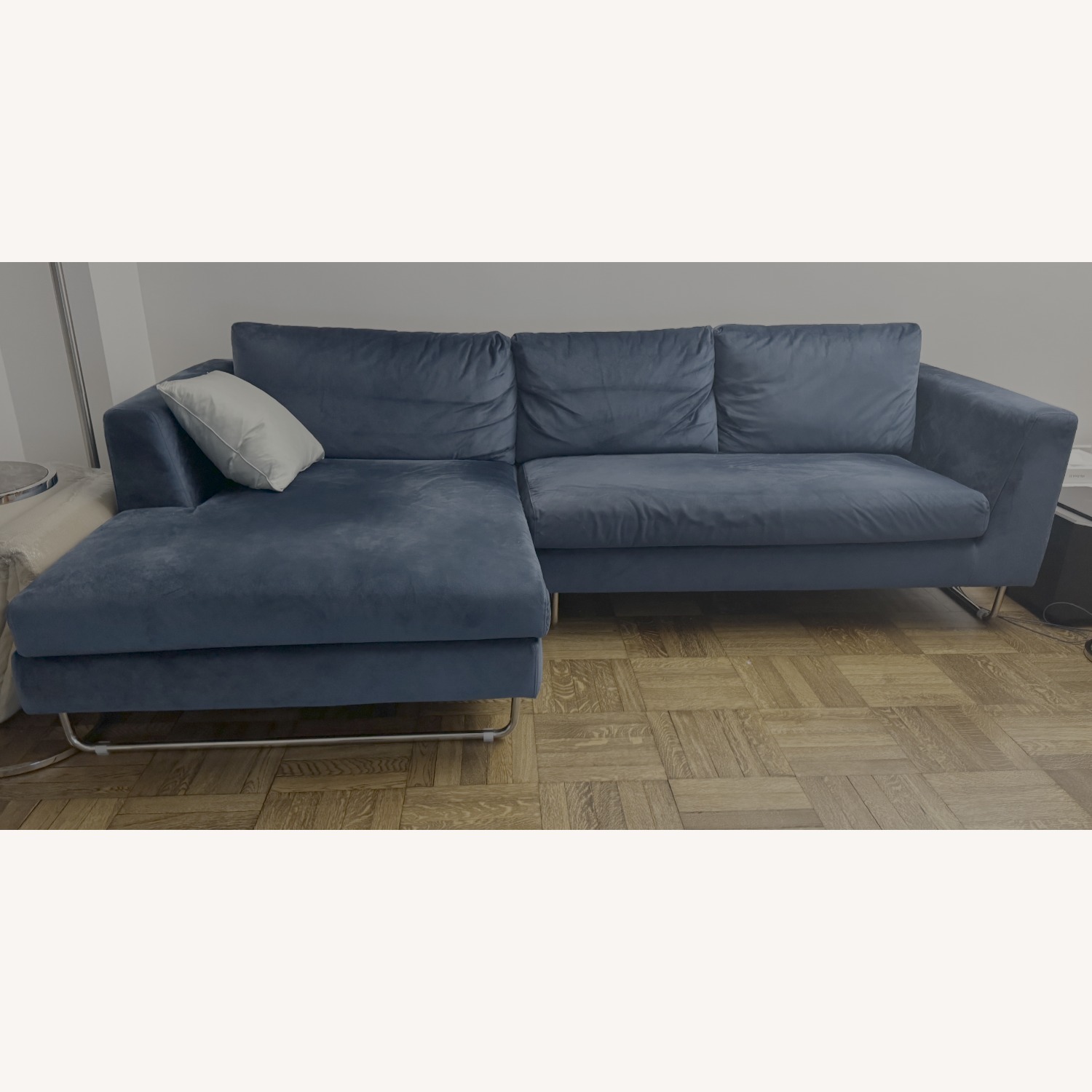 Interior Define Blue Velvet Sectional - image-1