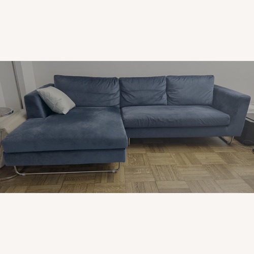 Used Interior Define Blue Velvet Sectional for sale on AptDeco