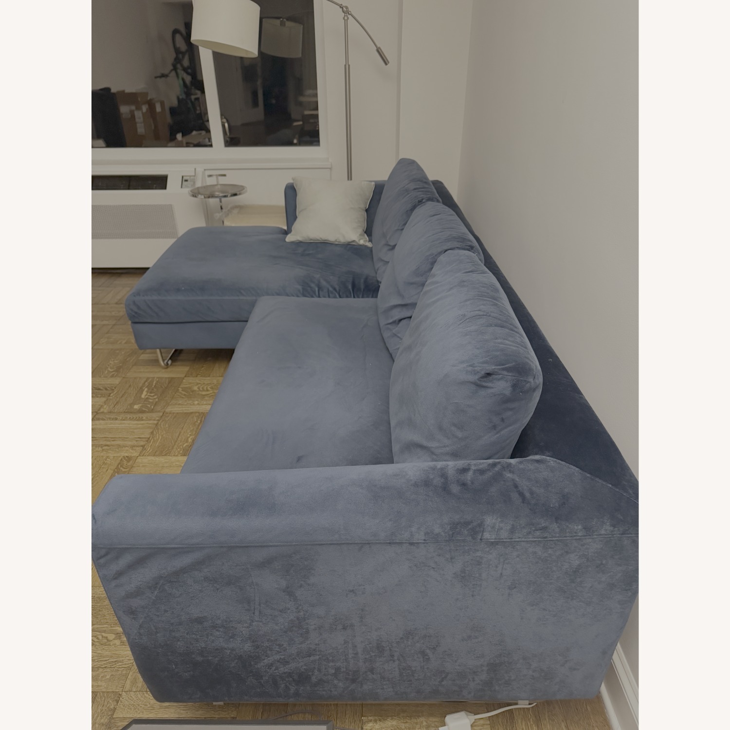 Interior Define Blue Velvet Sectional - image-2