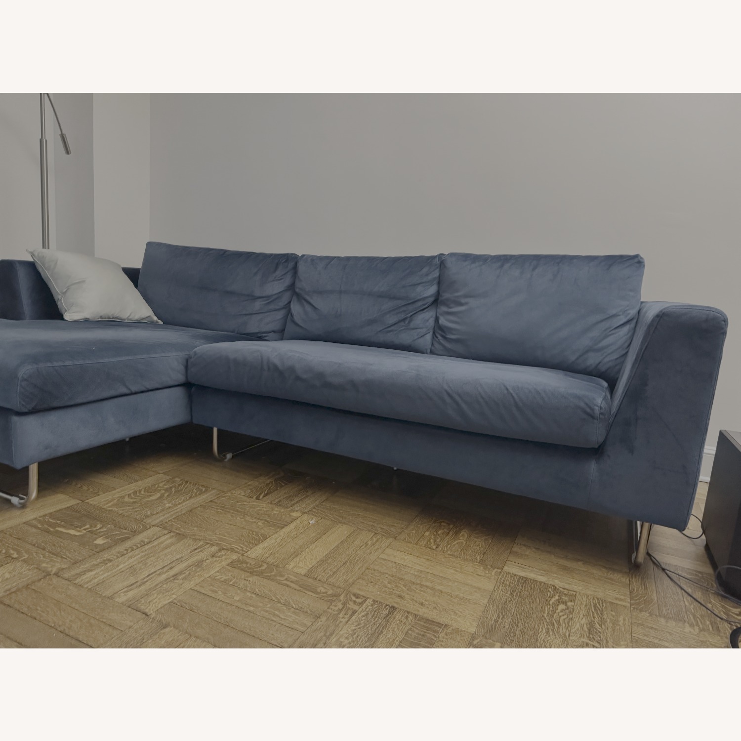 Interior Define Blue Velvet Sectional - image-3