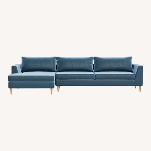 Used Interior Define Blue Velvet Sectional for sale on AptDeco