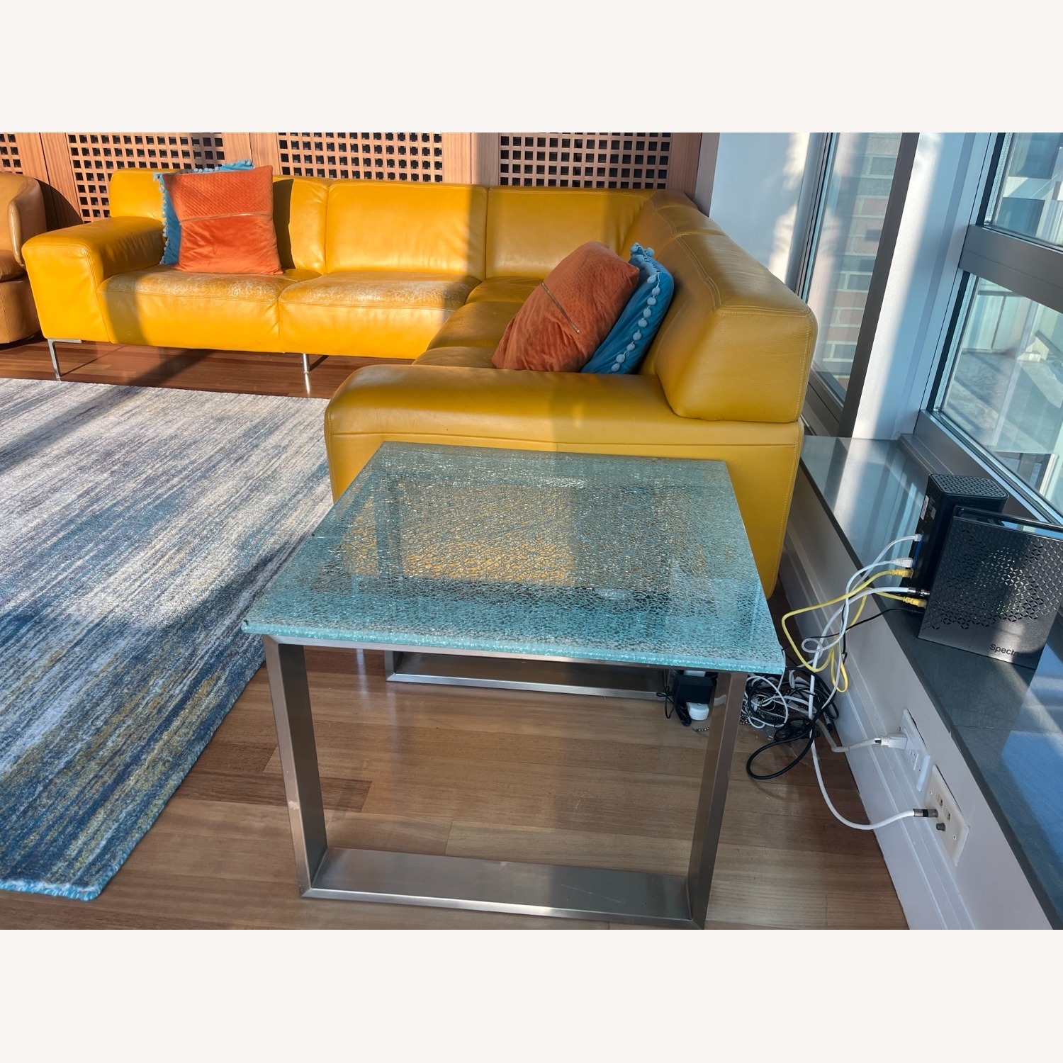 Yellow Leather 2 Piece Sectional - image-2