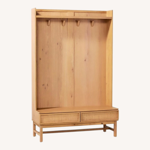 Used Target Wood & Cane Entryway Bench & Hall Tree for sale on AptDeco