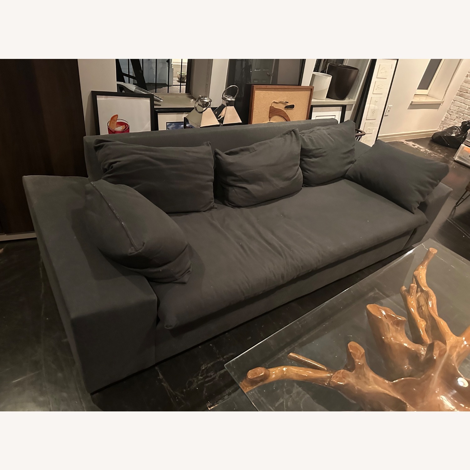 CB2 Algora Dark Gray Fabric 3+ Seater Sofa - image-3