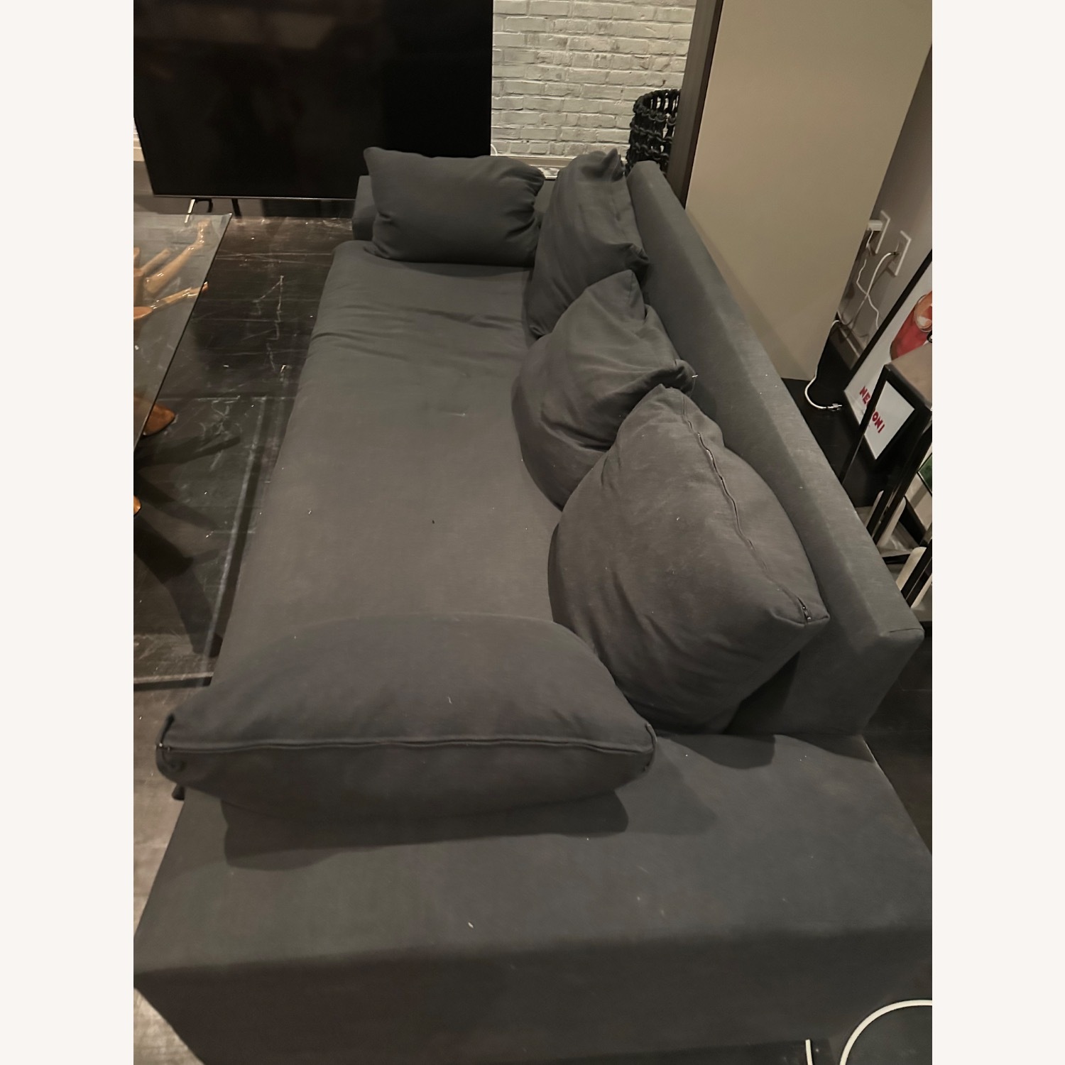 CB2 Algora Dark Gray Fabric 3+ Seater Sofa - image-2