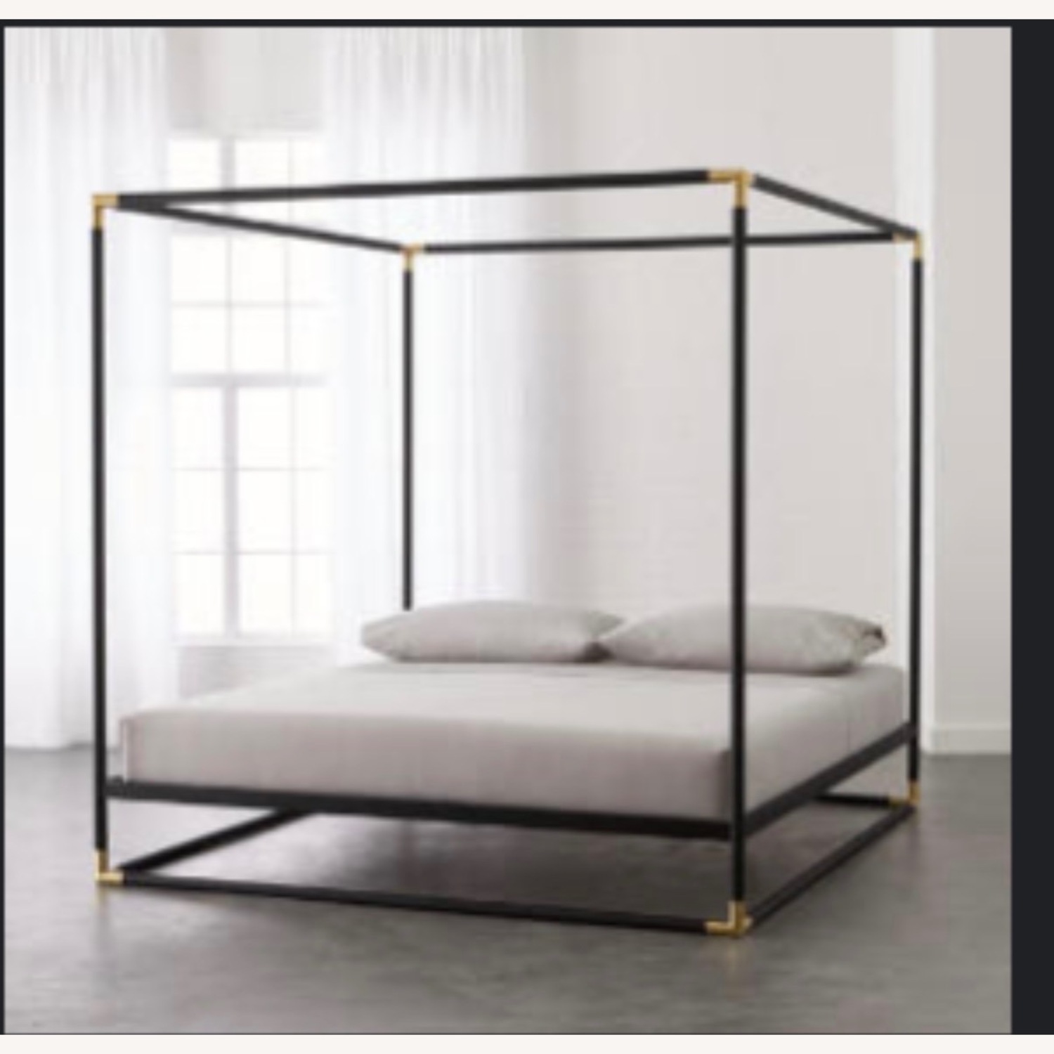 CB2 Modern Black Metal King Canopy Bed - image-1