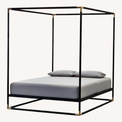 Used CB2 Modern Black Metal King Canopy Bed for sale on AptDeco