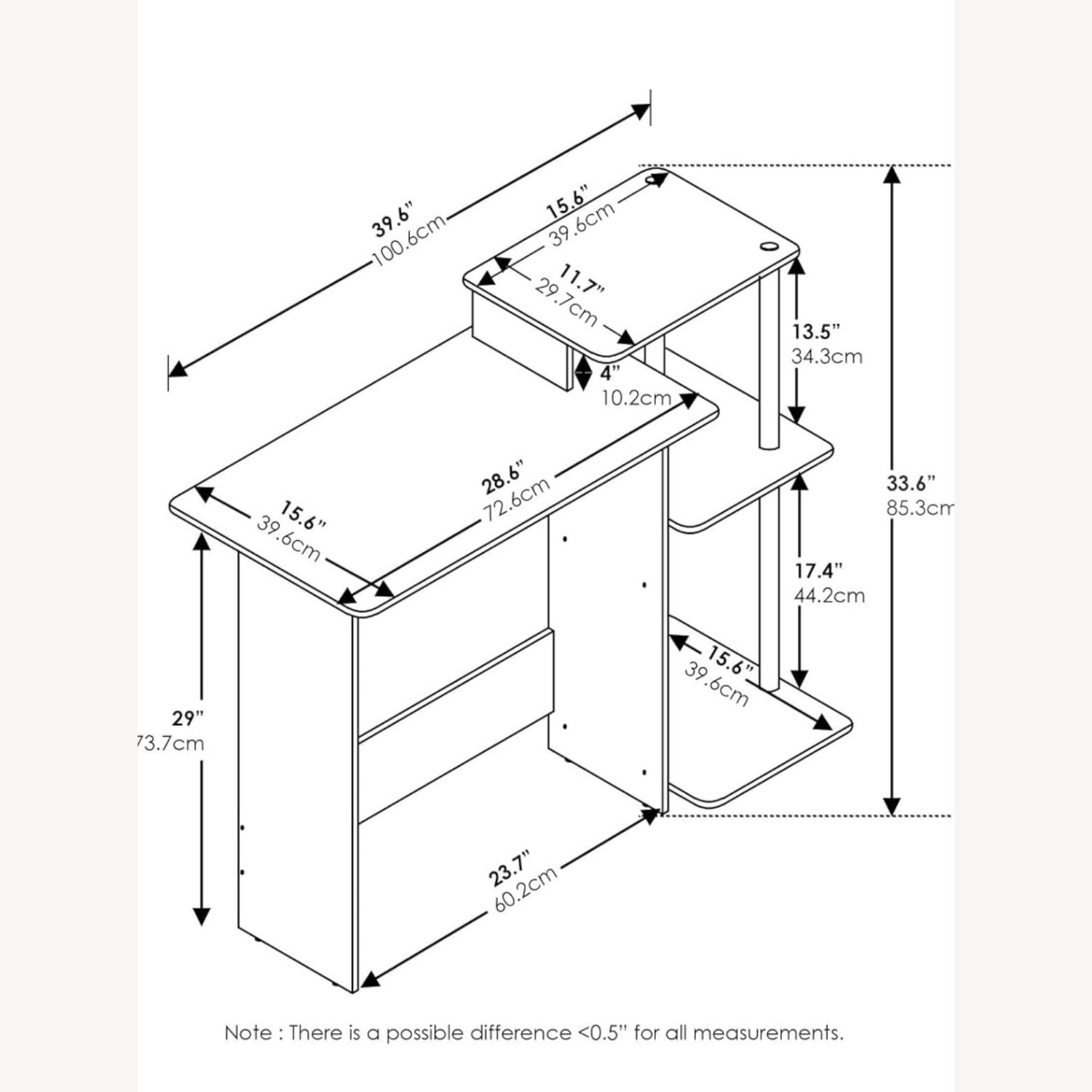 Furinno EFFICIENT Desk, 28.6" Wide Gaming Desk - image-4