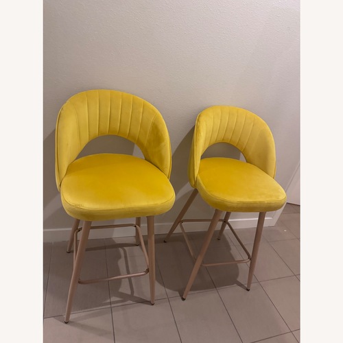 Used Amazon Kramzming Yellow Velvet Stool for sale on AptDeco