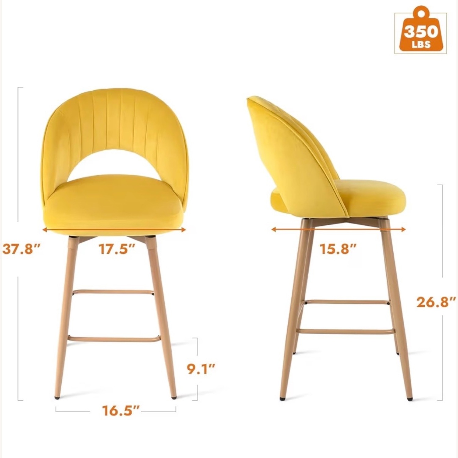 Amazon Kramzming Yellow Velvet Stool - image-4