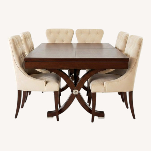Used Table W Self Storing Leaf + 8 Chairs + Table Pads for sale on AptDeco